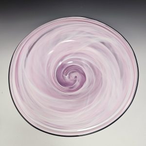 Pink and White Blown Glass Platter