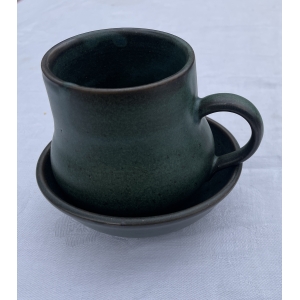 Dark Green Stoneware Mug and Bowl