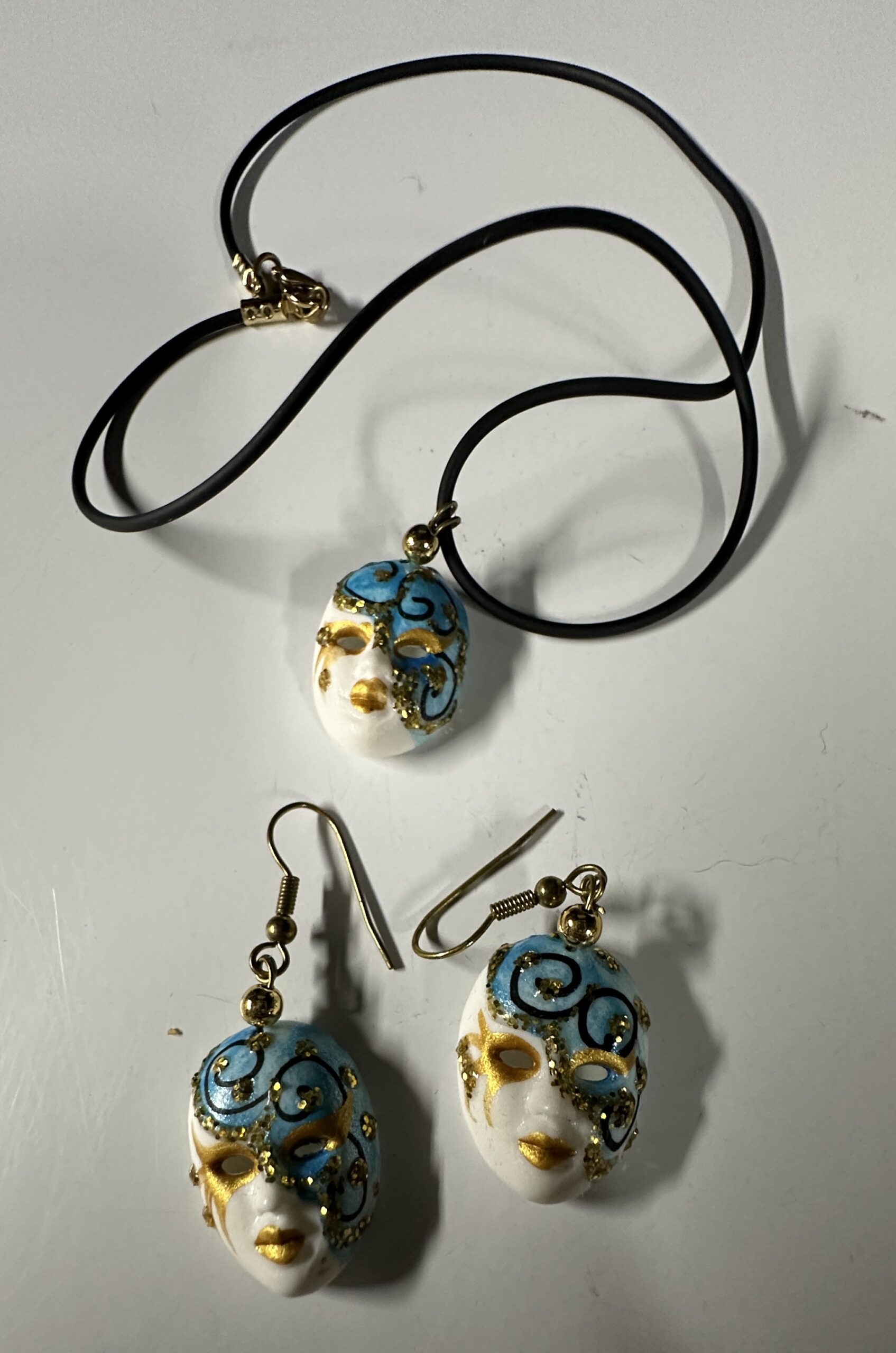 Mardi Gras Mask Necklace and Earrings