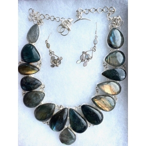 Labradorite Necklace & Earring Set in Sterling Silver