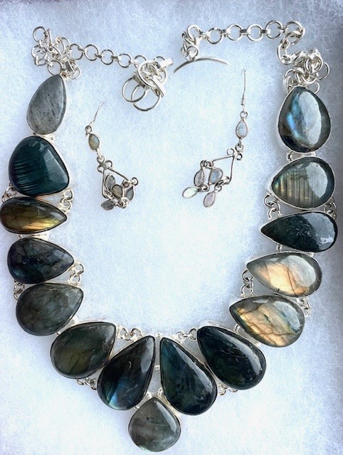 Labradorite Necklace & Earring Set in Sterling Silver