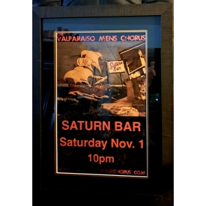 Framed and signed Valparaiso Men's Chorus at the Saturn Bar gig poster